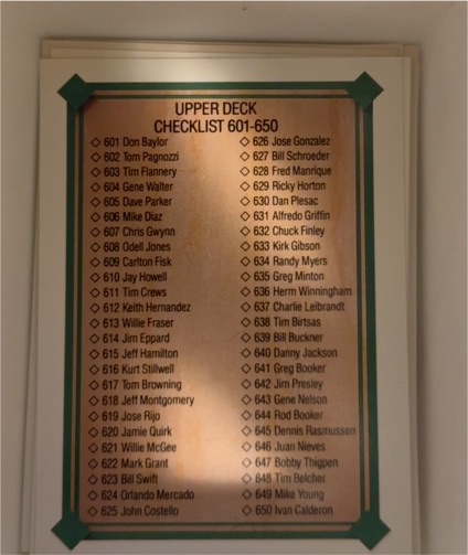 1989 Upper Deck Checklist #601-650 — front