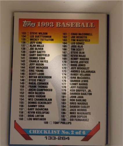 1993 Topps #395 Checklist 2 133-264 — front
