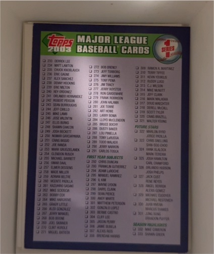 2003 Topps Series 1 Checklist #3 — front