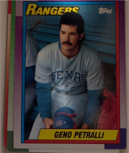 1990 Topps #706 Geno Petralli Texas Rangers — front