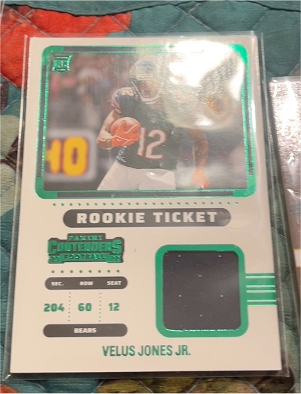 2022 Panini Contenders Rookie Ticket #RTS-VJO Velus Jones Jr. — front