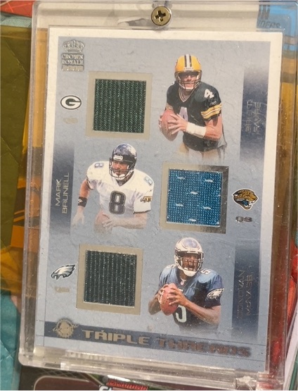2002 Pacific Crown Royale Triple Threads Brett Favre Mark Brunell Donovan McNabb — front