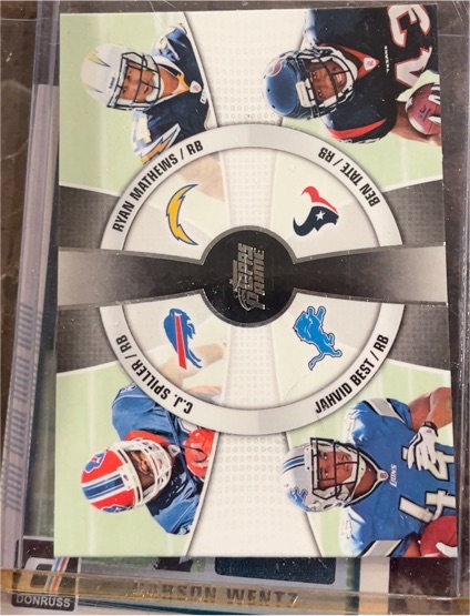 2010 Topps Prime 4th Qrtr #4Q1 C.J. Spiller/Jahvid Best/Ryan Mathews / Ben Tate — front
