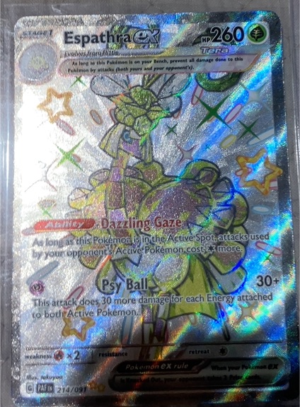 2023 Pokémon Scarlet & Violet Paldean Fates #214 Espathra ex — front