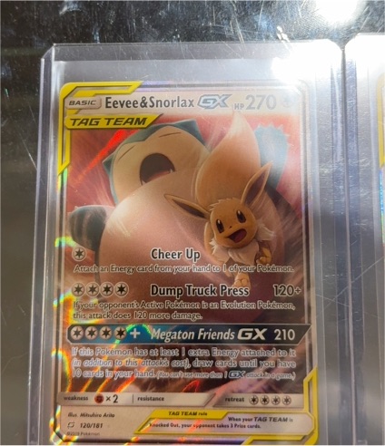 2019 Pokémon Sun & Moon Team Up #120 Eevee & Snorlax GX — front