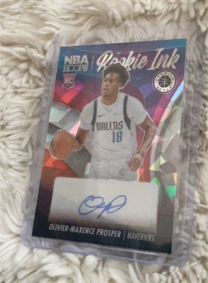 2023-24 Panini NBA Hoops Premium Stock #RI-OMP Olivier-Maxence Prosper Rookie Ink Ice Prizm — front