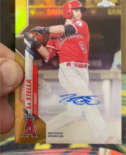2020 Topps Chrome Update #USA-TL Tommy La Stella Autographs — front