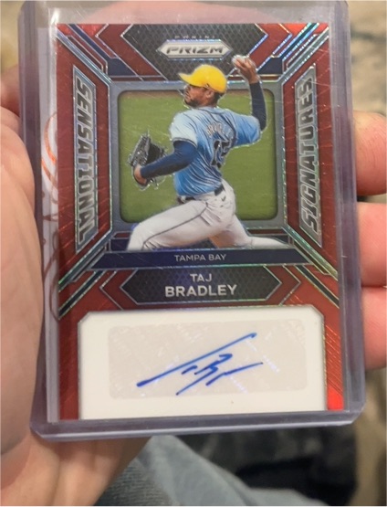 2024 Panini Prizm #SS-TB Taj Bradley Sensational Signatures Red Prizm — front