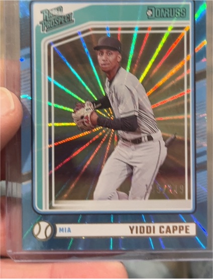 2024 Donruss #142 Yiddi Cappe Carolina Blue Laser — front
