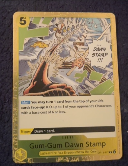 2024 One Piece Card Game #OP13-117 Gum-Gum Dawn Stamp — front