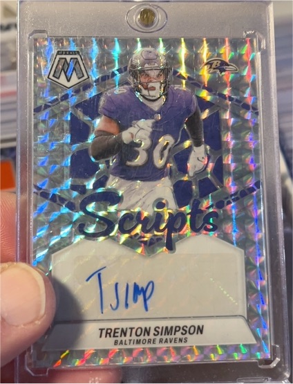 2024 Panini Mosaic #SC-TSM Trenton Simpson Scripts Auto Silver Mosaic Prizm — front