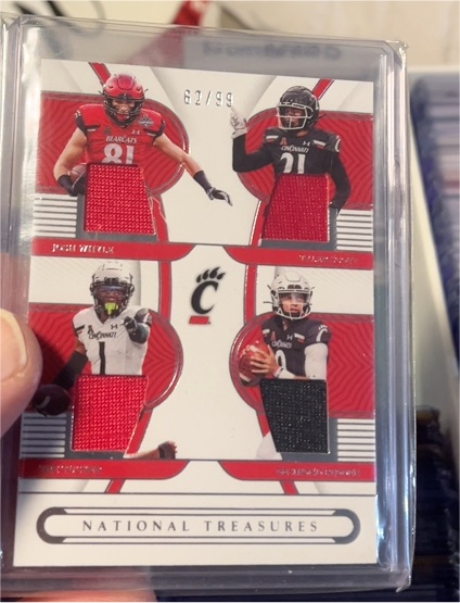 2023 Panini National Treasures #92/99 Josh Whyle Desmond Ridder Quad Patch — front