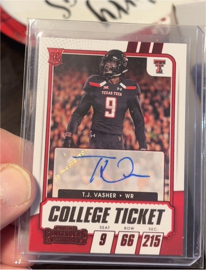 2021 Panini Contenders Draft Picks #243 T.J. Vasher College Ticket Rookie Auto — front