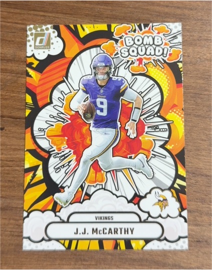 2025 Panini Donruss #BS-JMY J.J. McCarthy Bomb Squad — front