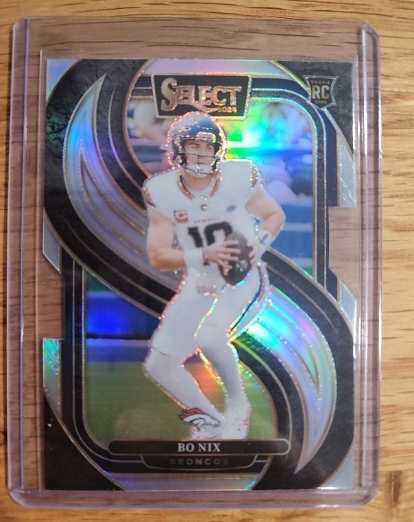 2024 Panini Select - Premier Level Bo Nix #117 Silver Prizm (RC) — front