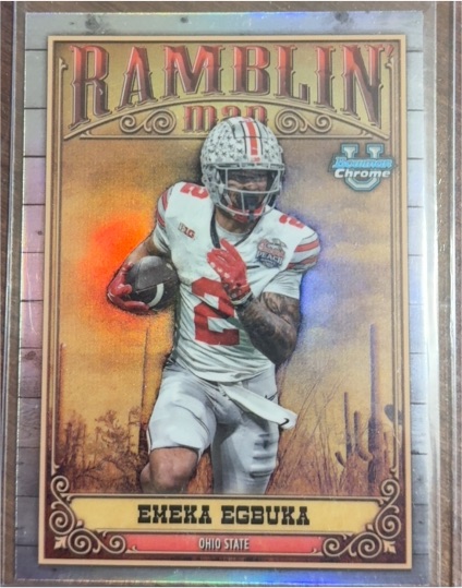 2023 Bowman University Chrome #RM-11 Emeka Egbuka Ramblin' Man — front