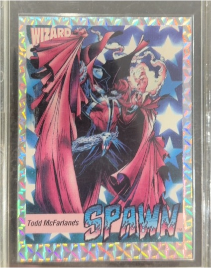 1992 Wizard Magazine #1 Todd McFarlane Spawn Prism Promo Card — front
