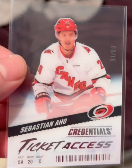 2024 Upper Deck Credentials Acetate Ticket Access Sebastian Aho — front