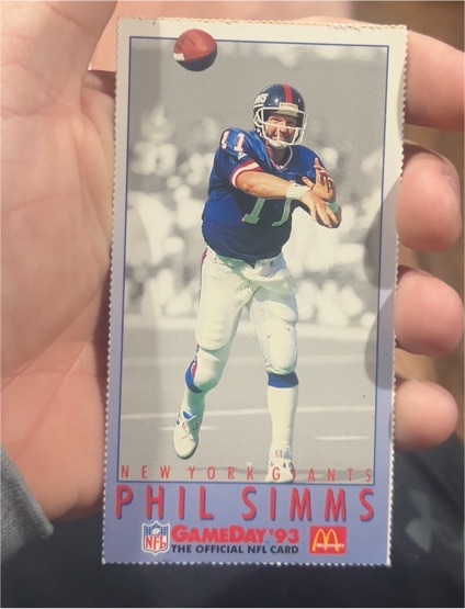 1993 Fleer McDonald's NFL GameDay #MCD12 Phil Simms — front