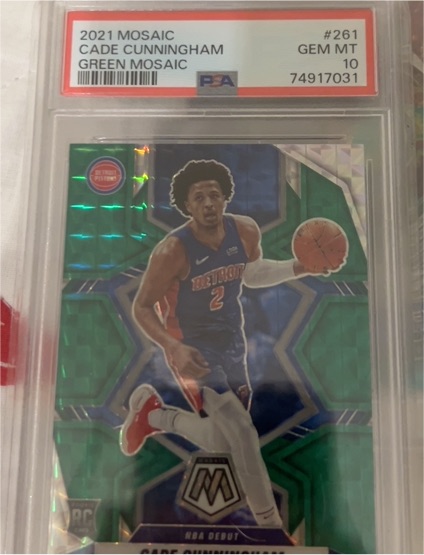 2021 Panini Mosaic #261 Cade Cunningham Green Mosaic — front
