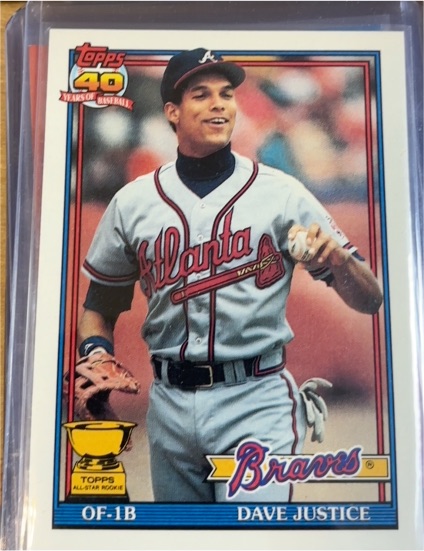 1991 Topps #329 Dave Justice — front