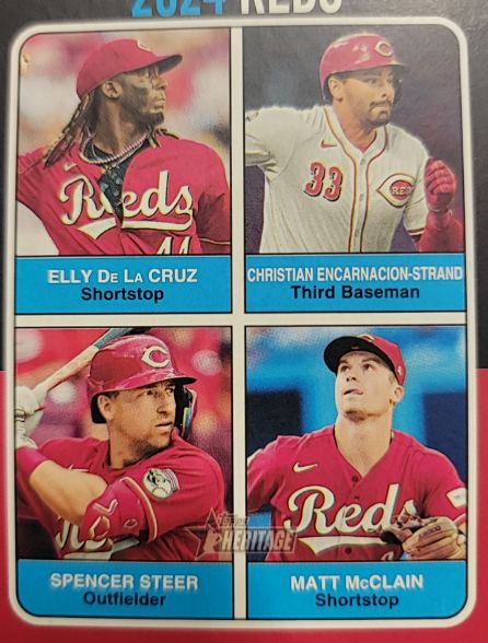 2024 Topps Heritage High Number #75TQ-8 Cincinnati Reds Quads — front