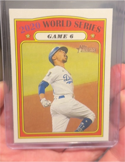 2021 Topps Heritage #30 Mookie Betts 2020 World Series Game 6 — front