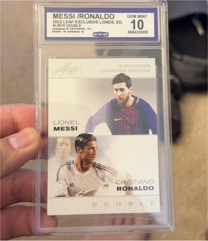2022 Leaf Exclusive Legends Edition #LM-CR Lionel Messi / Cristiano Ronaldo Double — front