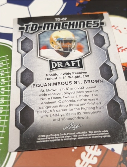 2018 Leaf Draft TD Machines #TD-07 Equanimeous St. Brown — front