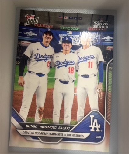 2025 Topps Now #7 Shohei Ohtani Yoshinobu Yamamoto Roki Sasaki — front