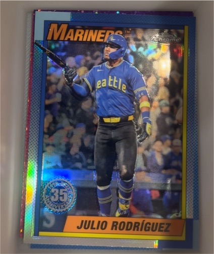 2025 Topps Chrome #90CB-6 Julio Rodriguez 1990 Topps Baseball 35th Anniversary — front