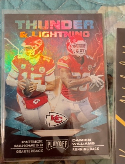 2019 Panini Playoff #14 Patrick Mahomes II & Damien Williams Thunder & Lightning — front