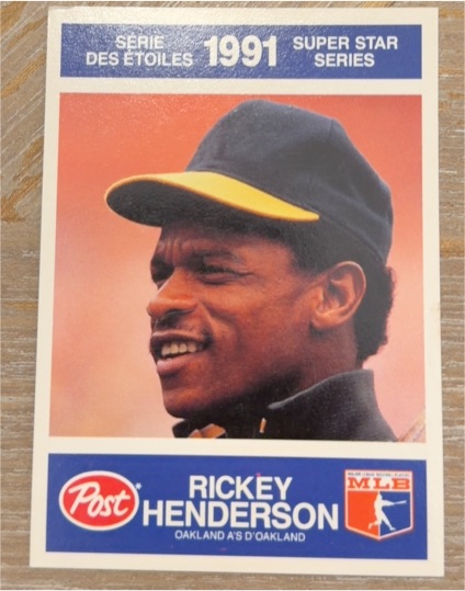 1991 Post Canada Super Star Series #24 Rickey Henderson — front