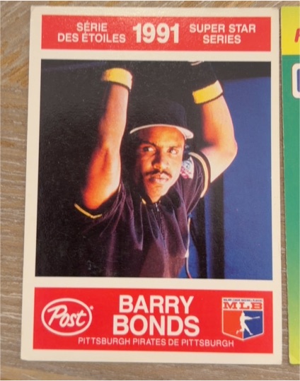 1991 Post Superstar Series #5 Barry Bonds — front