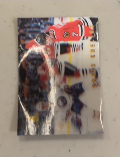 1996-1997 McDonald's Pinnacle 3D #8 Chris Chelios Chicago Blackhawks — front