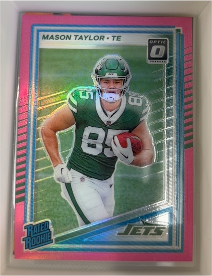2025 Donruss Optic #328 Mason Taylor Rated Rookie Pink Preview — front