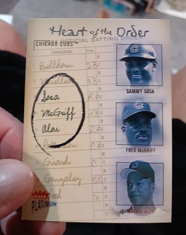 2003 Fleer Platinum Heart of the Order Sammy Sosa Fred McGriff Moises Alou — front