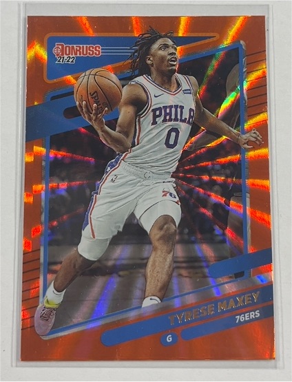 2021-22 Panini Donruss #48 Tyrese Maxey Orange Laser — front