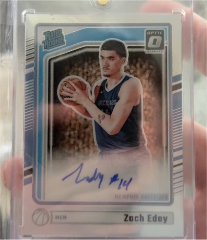 2024-25 Panini Donruss Optic #319 Zach Edey Rated Rookie Autograph — front