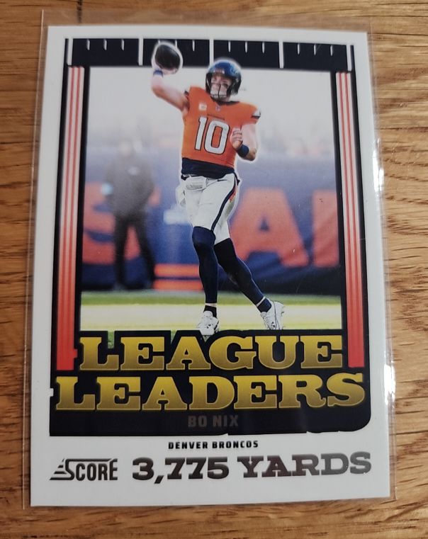 2025 Panini Score #11 Bo Nix League Leaders Denver Broncos — front