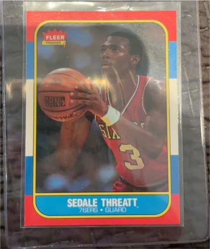 1986 Fleer #112 Sedale Threatt — front