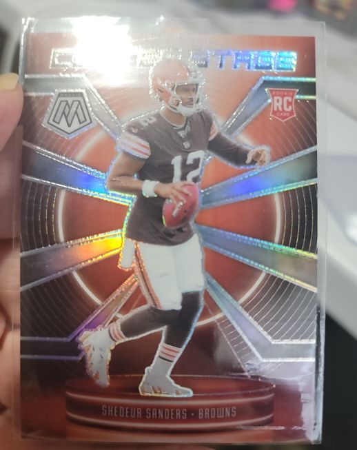 2025 Panini Mosaic #12 Shedeur Sanders Center Stage Silver Prizm Rookie — front