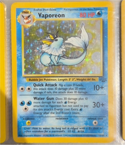 1999 Pokémon #12 Vaporeon — front
