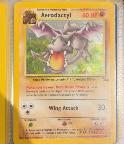 1999 Pokémon Fossil #1 Aerodactyl — front