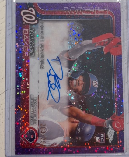 2025 Topps Chrome Update #CRDA-DB Darren Baker Rookie Debut Autographs — front
