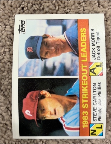 1984 Topps #136 1983 Strikeout Leaders (Steve Carlton / Jack Morris) — front