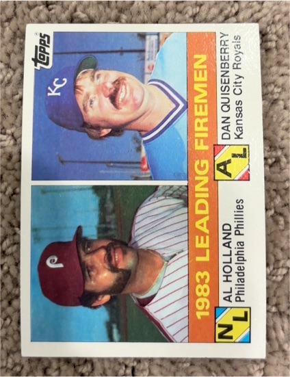 1984 Topps #138 1983 Leading Firemen (Al Holland / Dan Quisenberry) — front