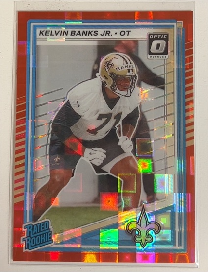 2025 Donruss #372 Kelvin Banks Jr. Optic Rated Rookie Preview Red Pandora — front