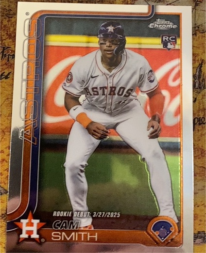 2025 Topps Chrome Update #US45 Cam Smith Rookie Debut Houston Astros RC — front