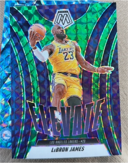 2024-25 Panini Mosaic #13 LeBron James Elevate Green Mosaic — front